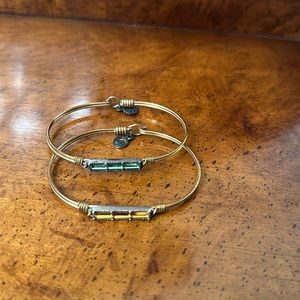 Luca + Danni Set of 2 Amber and Emerald Stone Bangles